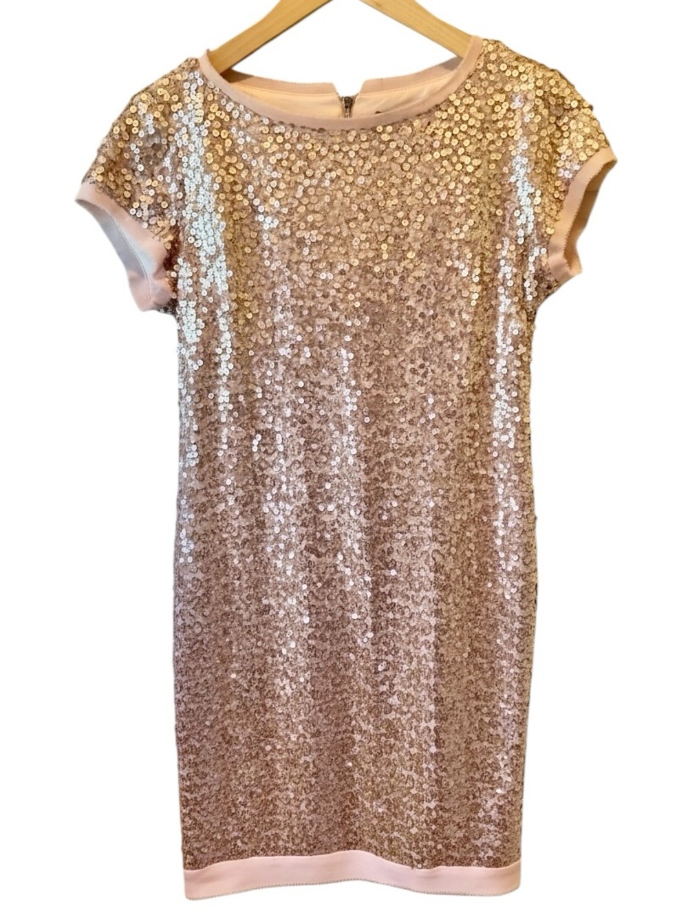 Vince Camuto Rose Gold Sequin Shift Dress Size 8✨ Prom Cocktail Party Wedding